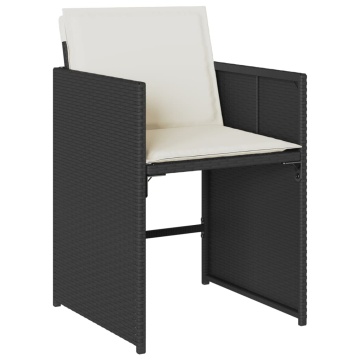 Set mobilier de exterior cu perne, 11 piese, negru, poliratan - Img 3