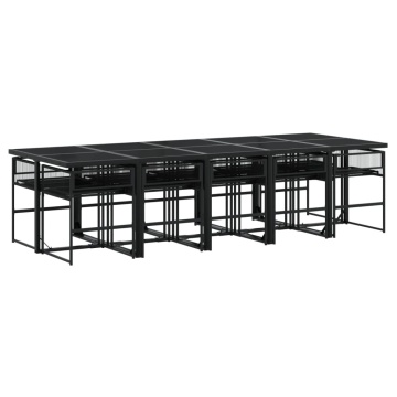 Set mobilier de exterior cu perne, 11 piese, negru, poliratan - Img 6