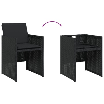 Set mobilier de exterior cu perne, 11 piese, negru, poliratan - Img 8