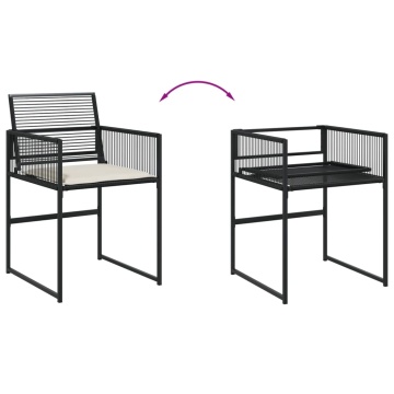Set mobilier de exterior cu perne, 11 piese, negru, poliratan - Img 6