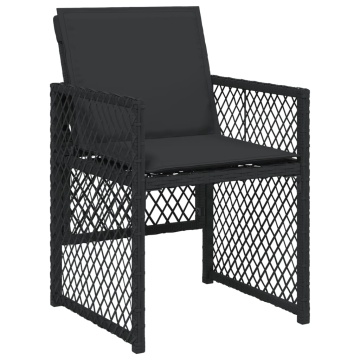 Set mobilier de exterior cu perne, 11 piese, negru, poliratan - Img 4