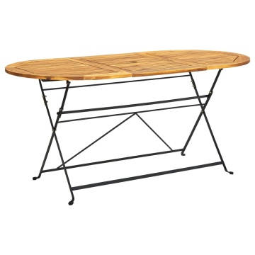 Set mobilier de exterior pliabil, 9 piese, lemn masiv de acacia - Img 5