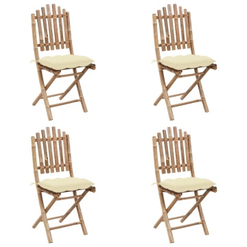 Set mobilier de exterior pliabil, cu perne, 5 piese, bambus - Img 3