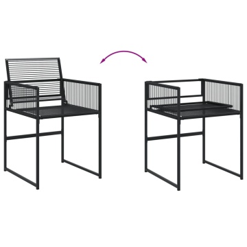 Set mobilier de grădină, 11 piese, negru, poliratan - Img 6