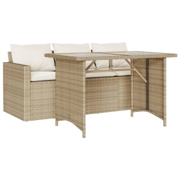 Set mobilier de grădină, 2 piese, cu perne, bej, poliratan - Img 2