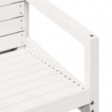 Set mobilier de grădină, 3 piese, alb, lemn masiv de pin - Img 6