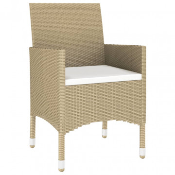 Set mobilier de grădină, 3 piese, bej, poliratan - Img 8