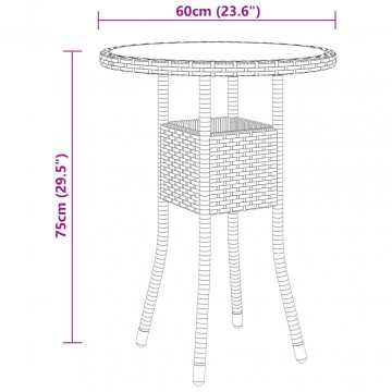 Set mobilier de grădină, 3 piese, gri, poliratan - Img 6