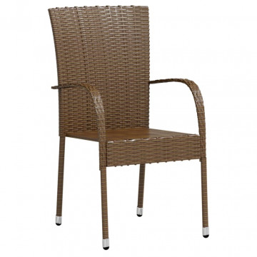 Set mobilier de grădină, 3 piese, maro, poliratan - Img 3