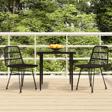 Set mobilier de grădină, 3 piese, negru, poliratan - Img 1