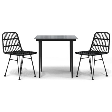 Set mobilier de grădină, 3 piese, negru, poliratan - Img 2