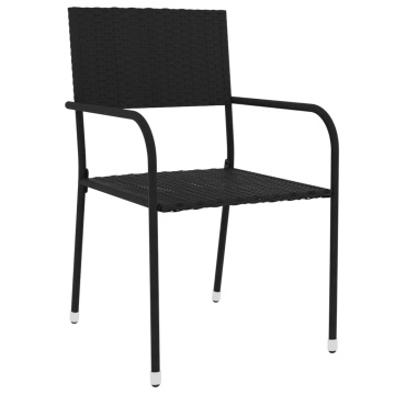 Set mobilier de grădină, 3 piese, negru, poliratan - Img 3