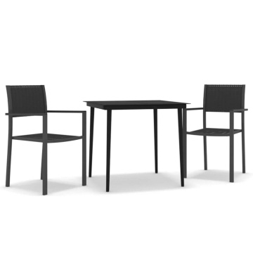 Set mobilier de grădină, 3 piese, negru - Img 2