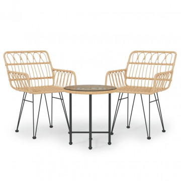 Set mobilier de grădină, 3 piese, poliratan - Img 2