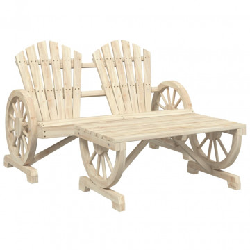 Set mobilier de grădină, 4 piese, lemn masiv de brad - Img 4