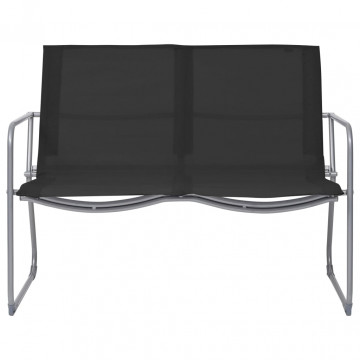 Set mobilier de grădină, 4 piese, negru, oțel și textil - Img 2