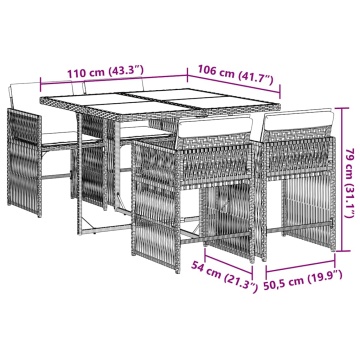 Set mobilier de grădină, 5 piese, cu perne, maro, poliratan - Img 5