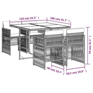 Set mobilier de grădină, 5 piese, cu perne, maro, poliratan - Img 5
