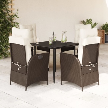 Set mobilier de grădină, 5 piese, cu perne, maro, poliratan - Img 1