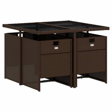Set mobilier de grădină, 5 piese, cu perne, maro, poliratan - Img 3