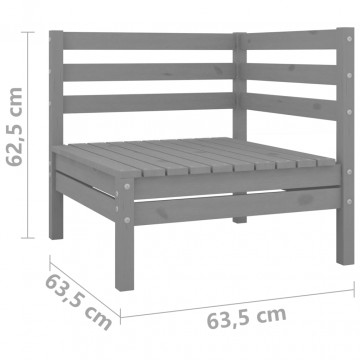 Set mobilier de grădină, 5 piese, gri, lemn masiv de pin - Img 5