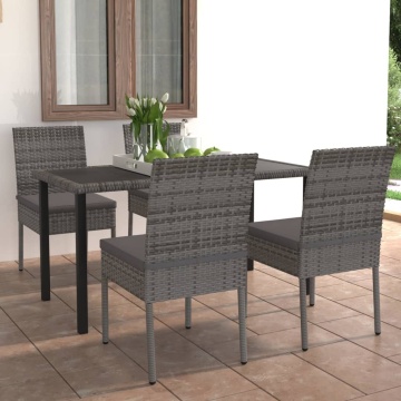 Set mobilier de grădină, 5 piese, gri, poliratan - Img 1