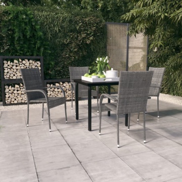 Set mobilier de grădină, 5 piese, gri și negru - Img 1