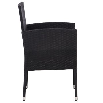 Set mobilier de grădină, 5 piese, negru, poliratan și oțel - Img 5