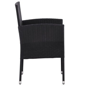 Set mobilier de grădină, 5 piese, negru, poliratan și oțel - Img 5