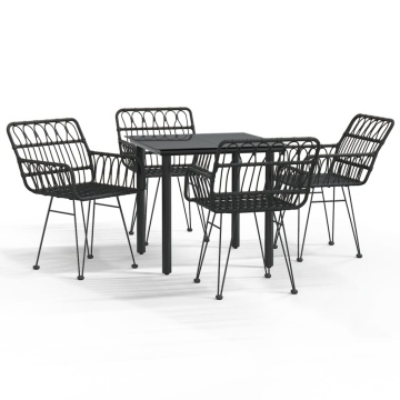 Set mobilier de grădină, 5 piese, negru, poliratan - Img 2