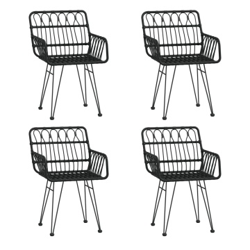 Set mobilier de grădină, 5 piese, negru, poliratan - Img 4