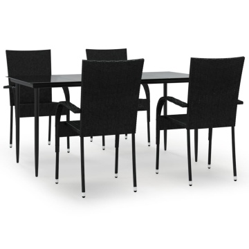 Set mobilier de grădină, 5 piese, negru, poliratan - Img 2