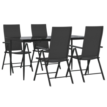 Set mobilier de grădină, 5 piese, negru, poliratan - Img 3
