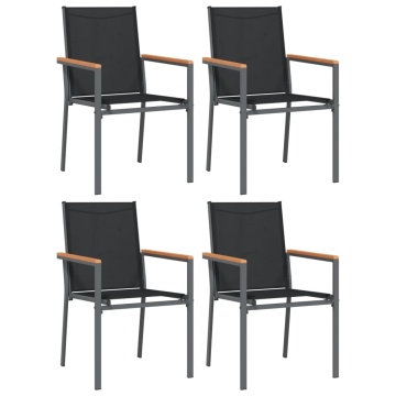 Set mobilier de grădină, 5 piese, negru, textilenă și oțel - Img 4