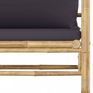Set mobilier de grădină, 5 piese, perne gri închis, bambus - Img 7