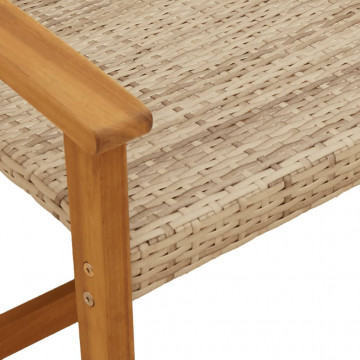 Set mobilier de grădină, 5 piese, poliratan bej/lemn de acacia - Img 7