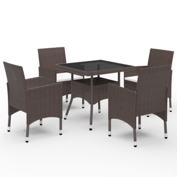 Set mobilier de grădină, 5 piese, poliratan și sticlă - Img 1