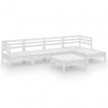 Set mobilier de grădină, 6 piese, alb, lemn masiv de pin - Img 2