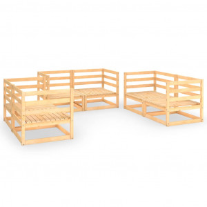Set mobilier de grădină, 6 piese, lemn masiv de pin - Img 1