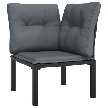 Set mobilier de grădină, 6 piese, negru și gri, poliratan - Img 4