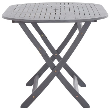 Set mobilier de grădină, 7 piese, gri, lemn masiv de acacia - Img 4