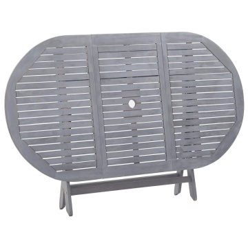 Set mobilier de grădină, 7 piese, gri, lemn masiv de acacia - Img 8