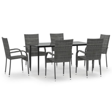 Set mobilier de grădină, 7 piese, gri, poliratan - Img 2