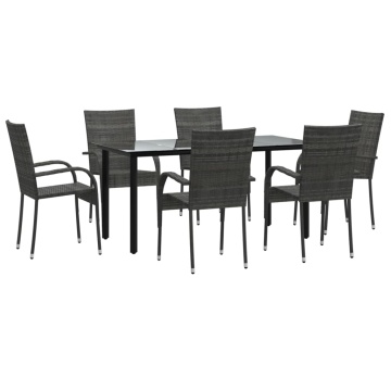Set mobilier de grădină, 7 piese, gri, poliratan - Img 3