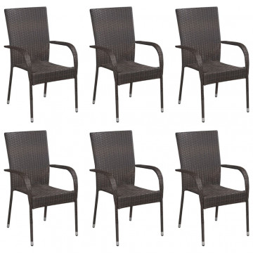 Set mobilier de grădină, 7 piese, maro, poliratan - Img 3