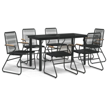 Set mobilier de grădină, 7 piese, negru, ratan PVC - Img 2