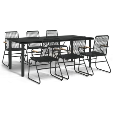 Set mobilier de grădină, 7 piese, negru, ratan PVC - Img 2