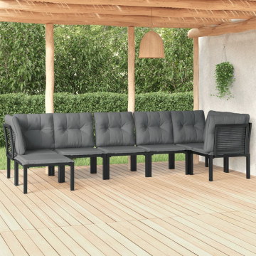 Set mobilier de grădină, 7 piese, negru și gri, poliratan - Img 1