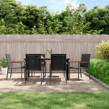 Set mobilier de grădină, 7 piese, negru, textilenă și oțel - Img 1