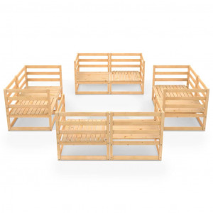 Set mobilier de grădină, 8 piese, lemn masiv de pin - Img 2